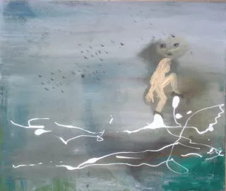 Moi marchant sur la peinture, Peinture, 2006, Marlène Mocquet