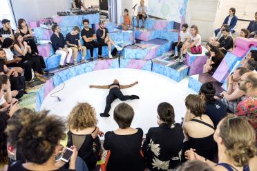Performance by Ligia Lewis, Paul Maheke, Nkisi and Titilayo Adebayo during Around the Centre #1, July 7, 2018 © Pierre Antoine